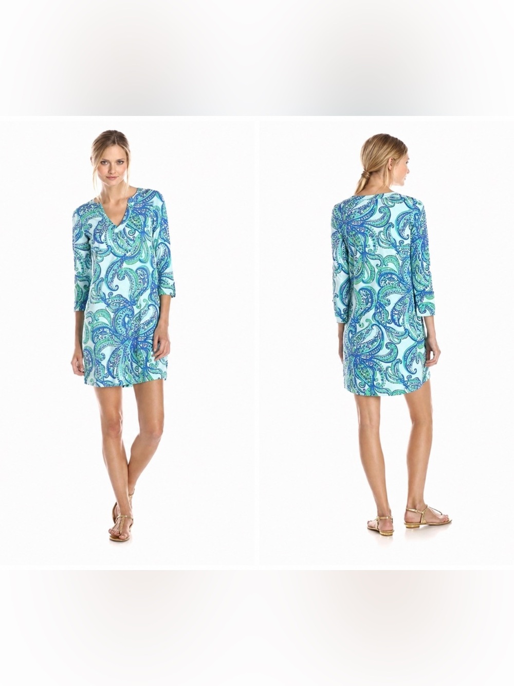 Lilly Pulitzer Rossmore T-Shirt Dress Keep It Current Poolside S Paisley Green